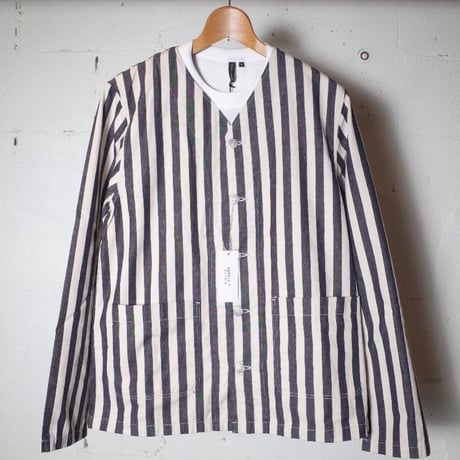 HARVESTY ハーベスティ"COLLARLESS ATELIER JACKET STRIPE＂アトリエジャケット