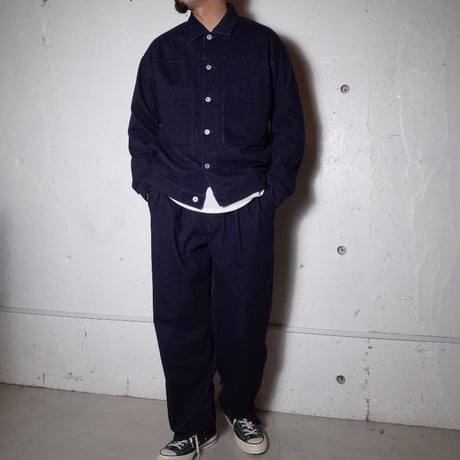 CURLY カーリー "INDIGO 2TUCK WIDE EZ SLACKS “ONE WASHED”