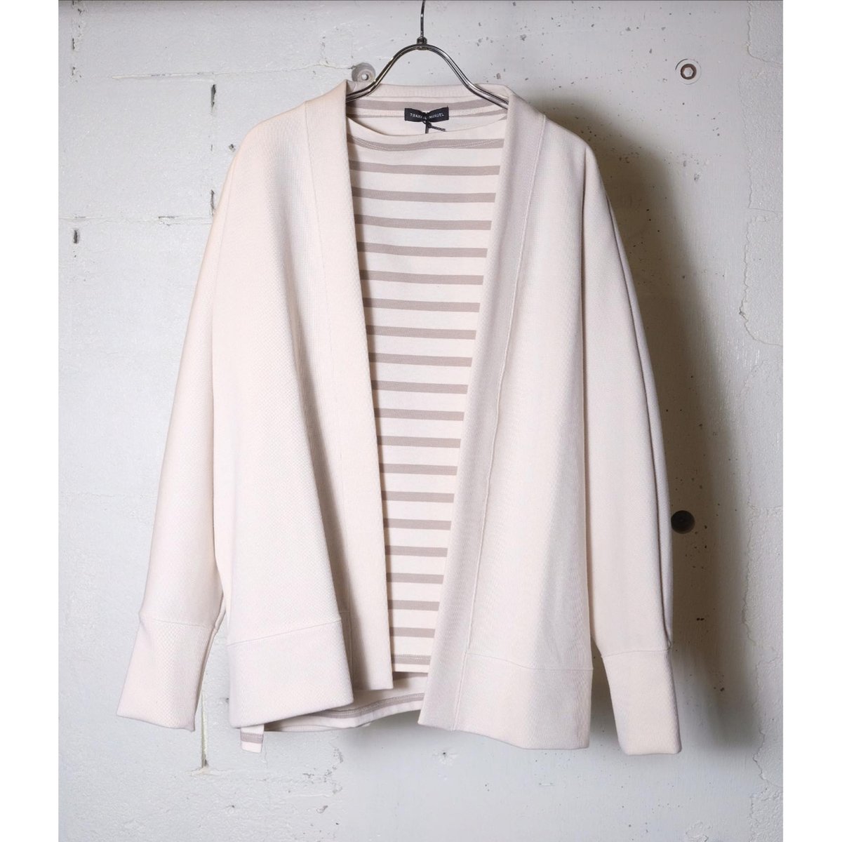 極美品 2023 トラバイユマニュアル TRAVAIL MANUEL リブニットドルマンスリーブカーディガン/グレー コットン 羽織り【2400014005974】 極美品 2023 トラバイユマニュアル TRAVAIL MANUEL リブニット