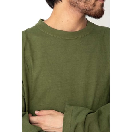 hobo ホーボー "ARTISAN L/S CREW NECK TEE COTTON HEAVYWEIGHT JERSEY MALUBERRY LEAF DYED"