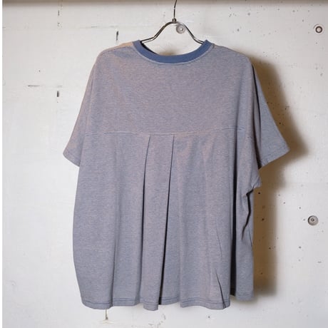 HARVESTY ハーベスティ"COTTON/HEMP NARROW STRIPES BACK PLEATS TEE"
