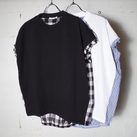 MANON マノン "CUT FRILL COMBI SHT TEE" カットフリル コンビシャツT