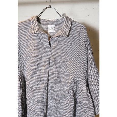 (g) グラム "STRIPE & CHECK SKIPPER GATHER TUNIC"