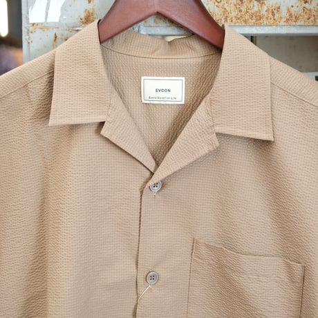 EVCON エビコン"SEERSUCKER OPEN COLLAR SHIRT"