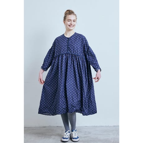 (g) グラム "PRINT TRIMMED GATHER ONEPIECE "プリントトリミングギャザーワンピース