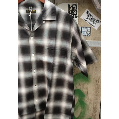 A VONTADE アボンタージ "Open Collar Shirts SS -Cotton/Rayon Shadow Check-"