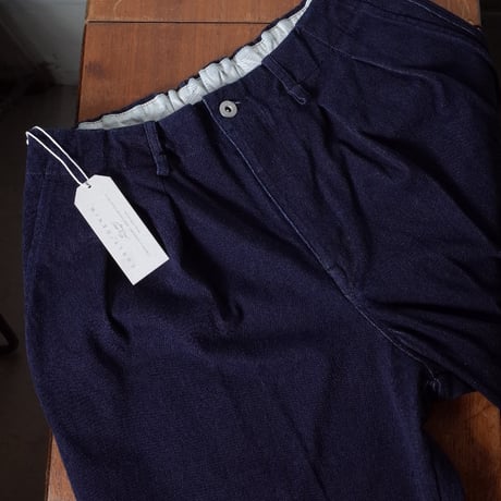 CURLY カーリー "INDIGO 2TUCK WIDE EZ SLACKS “ONE WASHED”