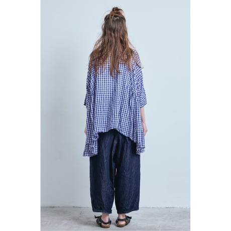 (g) グラム "GINGHAM GATHER RIBBON BLOUSE"