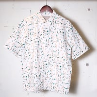 CURLY カーリー "TRICOT PRINT OPEN COLLAR SHIRT -setouchi olives-"