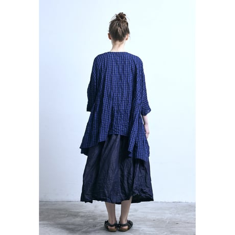 (g) グラム "BLOCK CHECK RIBBON BLOUSE"