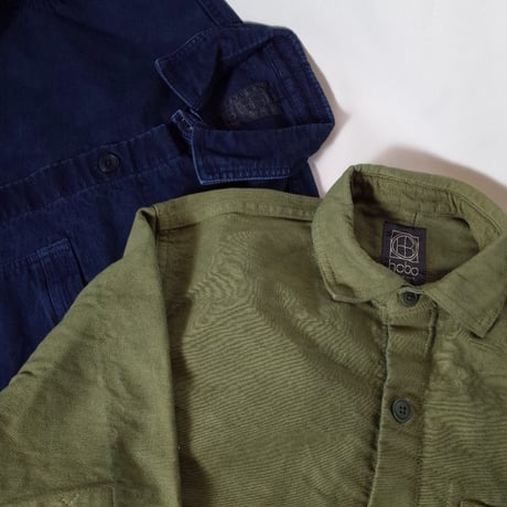hobo ホーボー "ARTISAN SHIRT JACKET COTTON MOLESKIN MALUBERRY LEAF DYED"