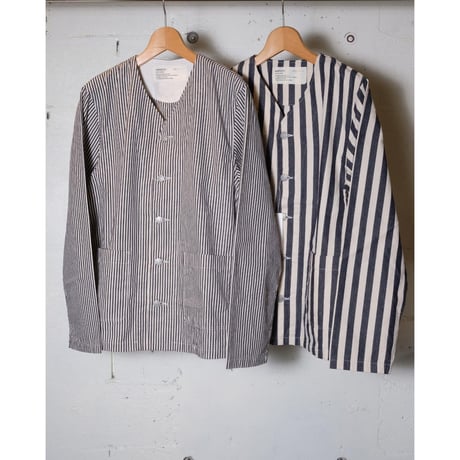 HARVESTY ハーベスティ"COLLARLESS ATELIER JACKET STRIPE＂アトリエジャケット