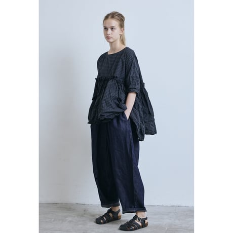 (g) グラム "CHECK GATHER TUNIC"