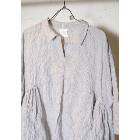 (g) グラム "STRIPE & CHECK SKIPPER GATHER TUNIC"