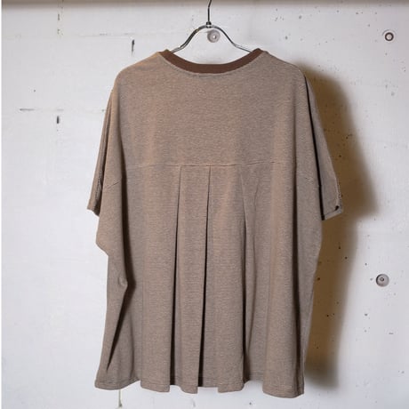HARVESTY ハーベスティ"COTTON/HEMP NARROW STRIPES BACK PLEATS TEE"