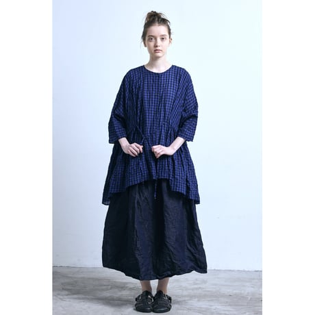(g) グラム "BLOCK CHECK RIBBON BLOUSE"