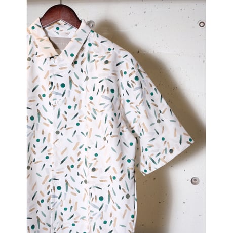 CURLY カーリー "TRICOT PRINT OPEN COLLAR SHIRT -setouchi olives-"