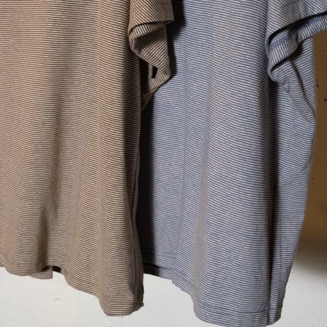 HARVESTY ハーベスティ"COTTON/HEMP NARROW STRIPES BACK PLEATS TEE"