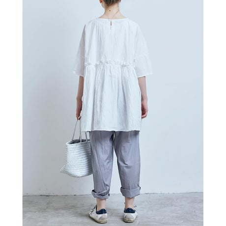 (g) グラム "TYPEWRITER SWITCHING GATHER BLOUSE" タイプライタースイッチングギャザーブラウス