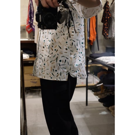 CURLY カーリー "TRICOT PRINT OPEN COLLAR SHIRT -setouchi olives-"