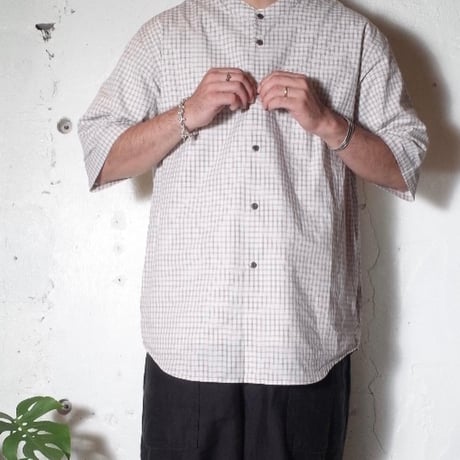 LAMOND ラモンド "BAND COLLAR CHECK SHIRTS JACKET" バンドカラーチェックシャツ