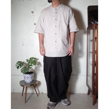 LAMOND ラモンド "BAND COLLAR CHECK SHIRTS JACKET" バンドカラーチェックシャツ