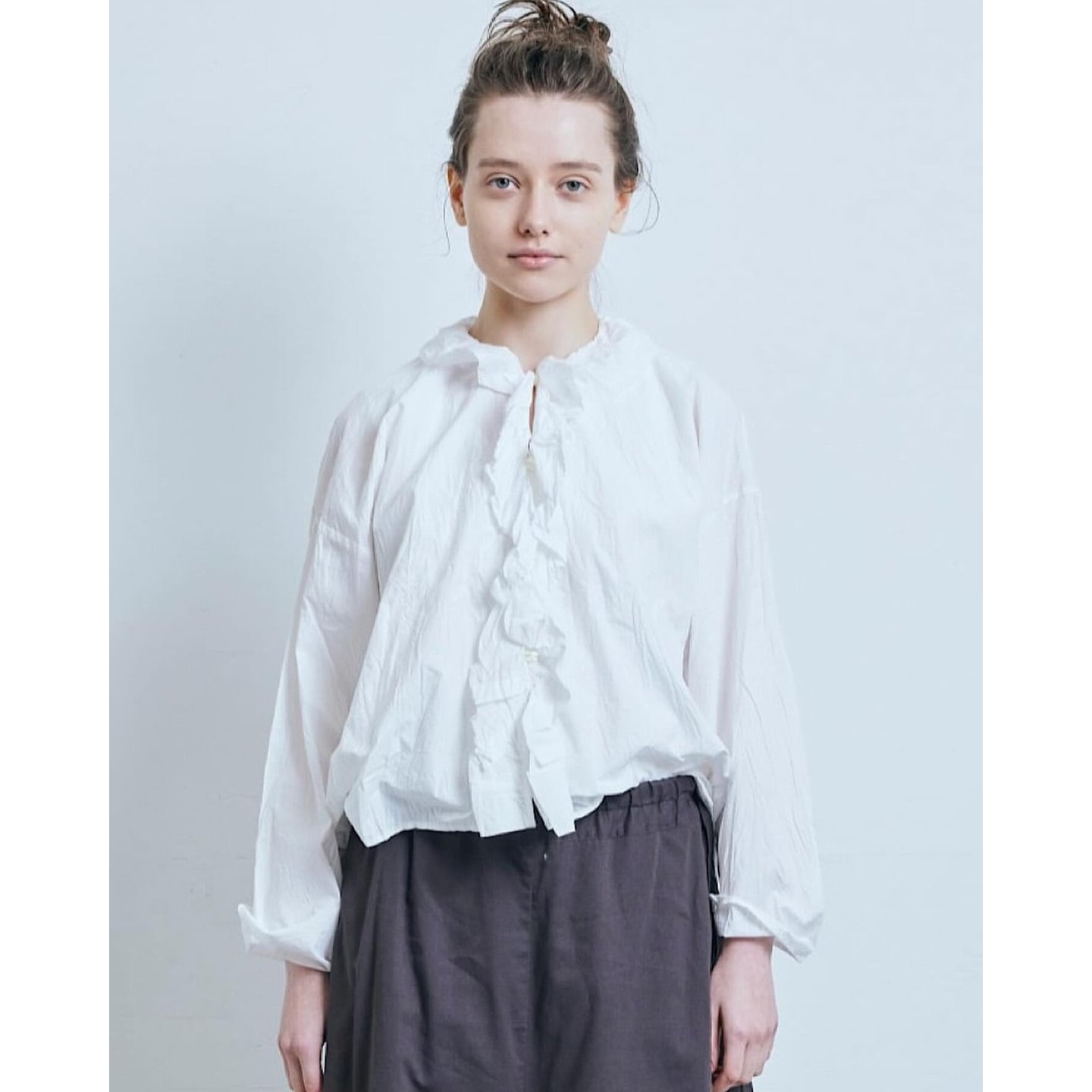 新品（g）グラム フリルトリムブラウス FRILL TRIM BLOUSE 白 original