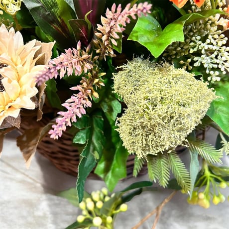 光触媒　人工観葉植物　ウォールグリーン　フェイクグリーン　ひまわり籠アレンジ50