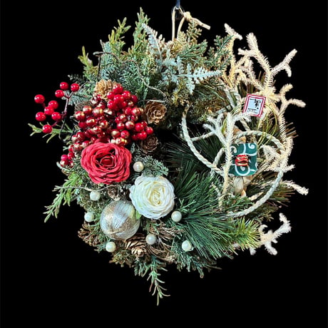 光触媒　人工観葉植物　ウォールグリーン　フェイクグリーン　クリスマス&正月リース