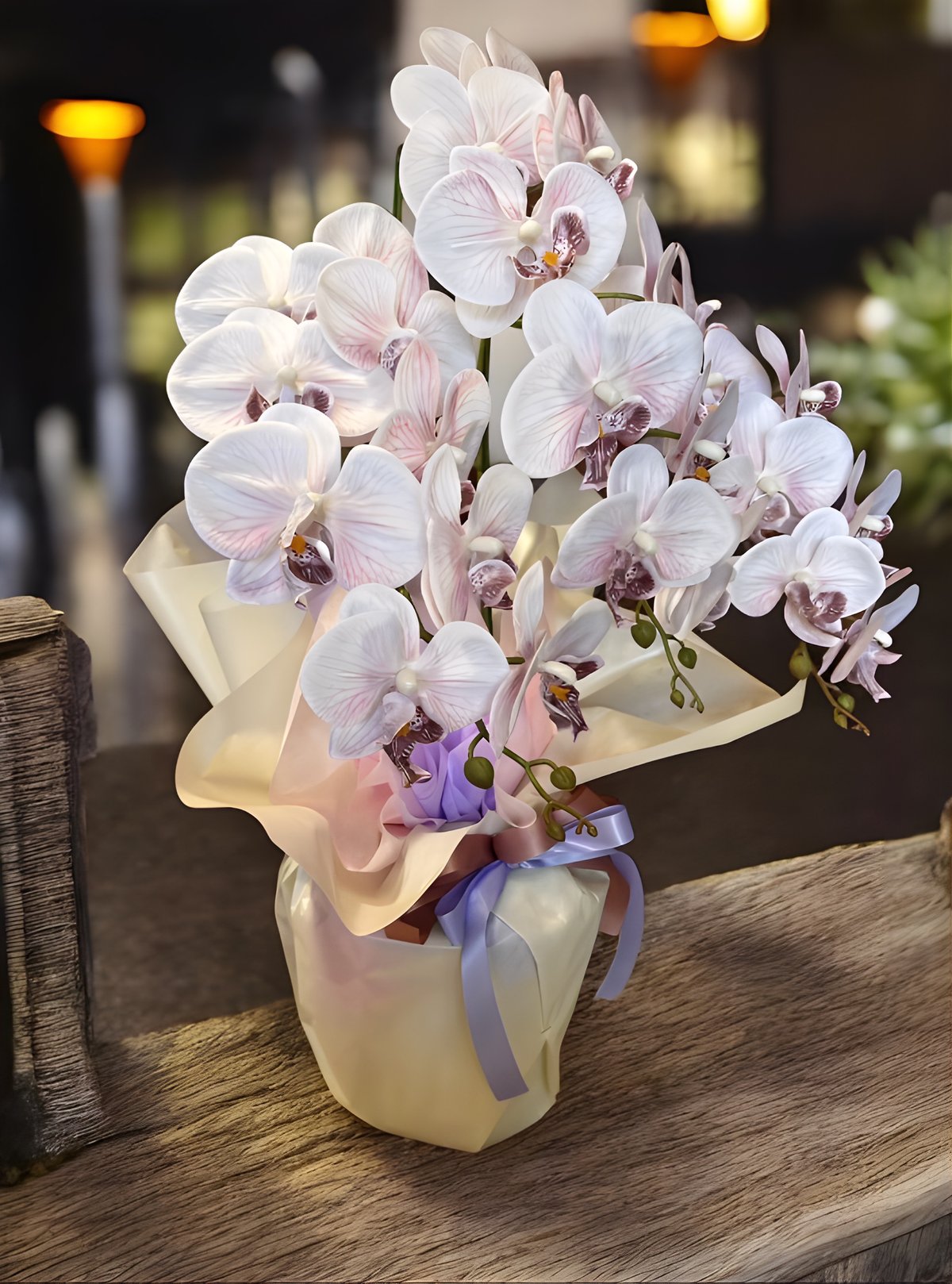 光触媒 人工観葉植物 ウォールグリーン フェイクグリーン 胡蝶蘭7547