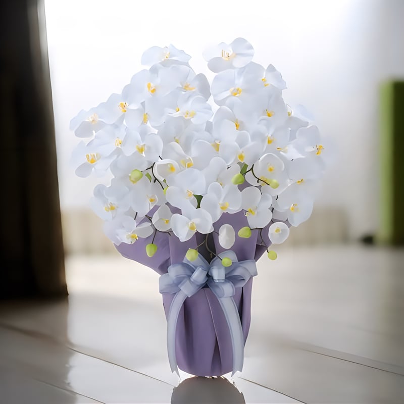 光触媒　人工観葉植物　ウォールグリーン　フェイクグリーン　胡蝶蘭　藤5本立 光触媒 人工観葉植物 ウォールグリーン フェイクグリーン 藤胡蝶蘭5