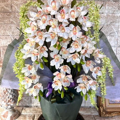 光触媒　人工観葉植物　フェイクグリーン　胡蝶蘭　シンピジューム６本立ち