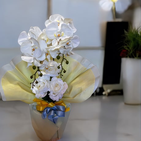 光触媒　人工観葉植物　ウォールグリーン　フェイクグリーン　胡蝶蘭アレンジ6832
