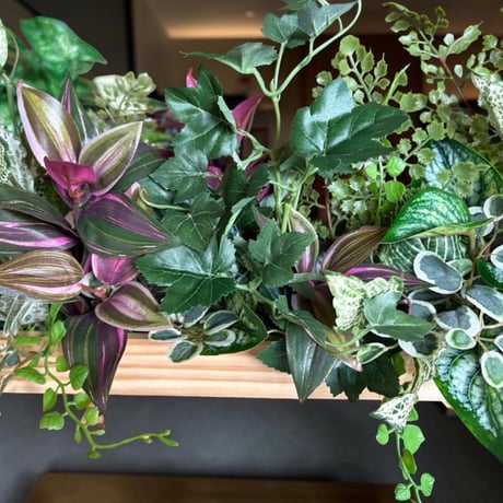 光触媒　人工観葉植物　ウォールグリーン　フェイクグリーン　壁掛けウッドボックスT