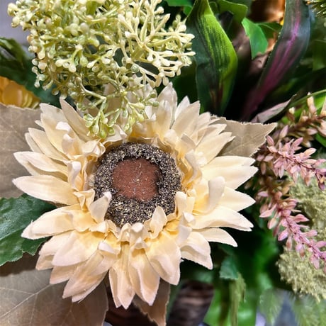 光触媒　人工観葉植物　ウォールグリーン　フェイクグリーン　ひまわり籠アレンジ50