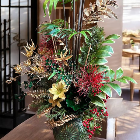光触媒　人工観葉植物　ウォールグリーン　フェイクグリーン　正月開運アレンジ特大