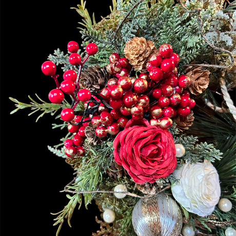 光触媒　人工観葉植物　ウォールグリーン　フェイクグリーン　クリスマス&正月リース