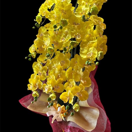 光触媒　人工観葉植物　ウォールグリーン　フェイクグリーン　胡蝶蘭黄色112