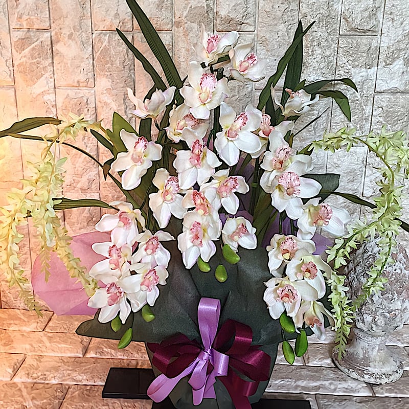 光触媒 人工観葉植物 フェイクグリーン 胡蝶蘭 シンピジューム6本立ち