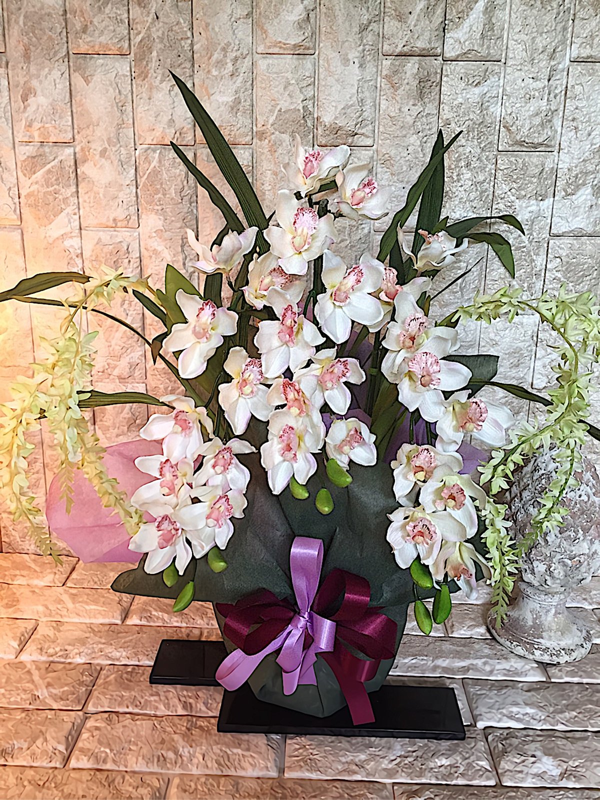 光触媒　 人工観葉植物 ウォールグリーン　造花　アレンジ　シンピジューム 光触媒 人工観葉植物 ウォールグリーン 造花 アレンジ