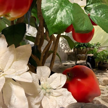 光触媒　人工観葉植物　ウォールグリーン　フェイクグリーン　林檎　リンゴタワー7239