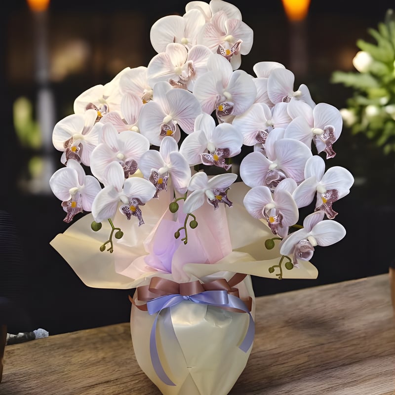 光触媒 人工観葉植物 ウォールグリーン フェイクグリーン 胡蝶蘭7547