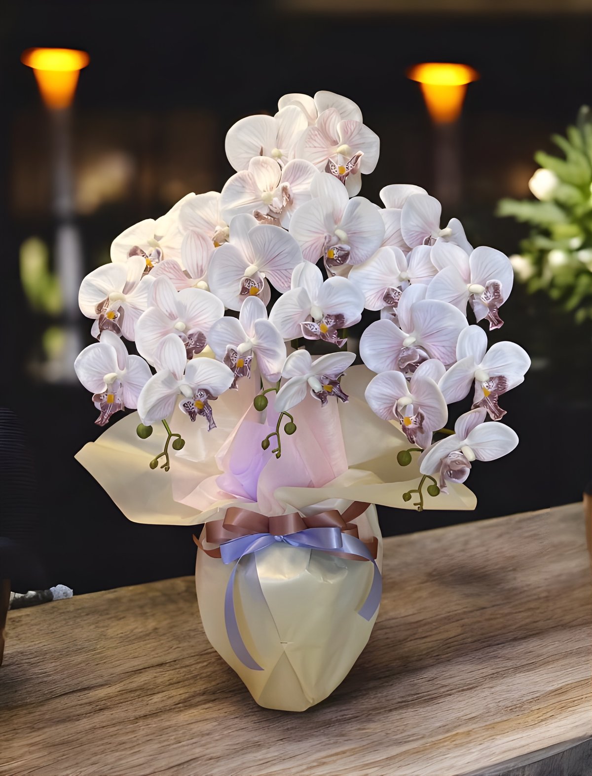 光触媒 人工観葉植物 ウォールグリーン フェイクグリーン 胡蝶蘭7547