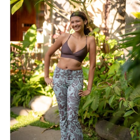 Flare Capri Leggings  Bali Flowers Lichen