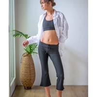 Black Rib Flare Capri Leggings