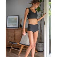 Reversible  High Waist Bottom  Deep Ocean x Black Rib