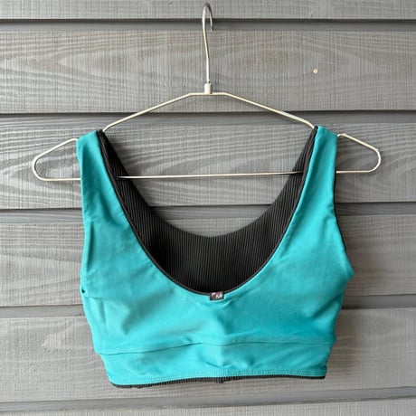 Reversible  Bikini Top　Deep Ocean x Black Rib
