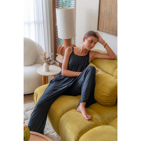 Simple Jump Suit Bamboo Cotton Black