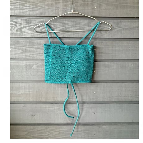 Shirring Bustier Top Deep Ocean