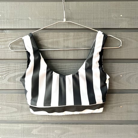 ♻️Econyl®︎ Reversible Bikini Tops　Nero Stripe x Black